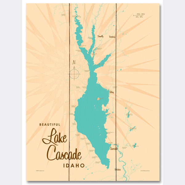 Lake Cascade Idaho, Wood Sign Map Art