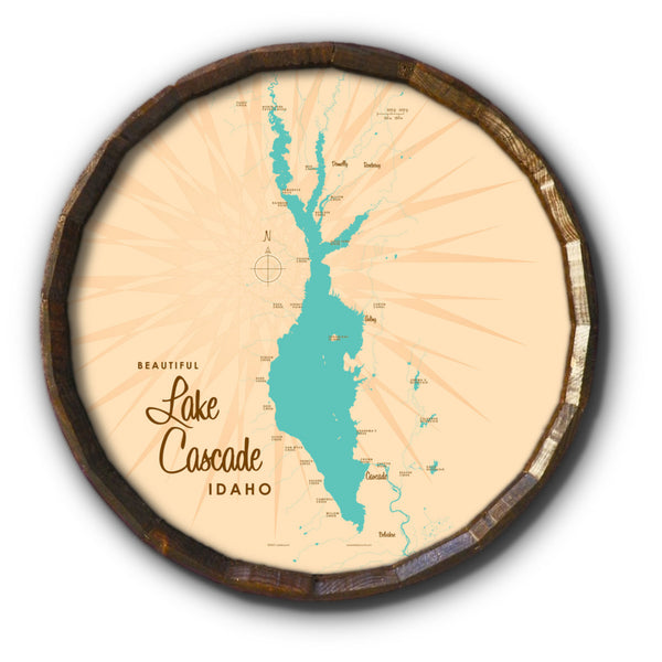 Lake Cascade Idaho, Barrel End Map Art