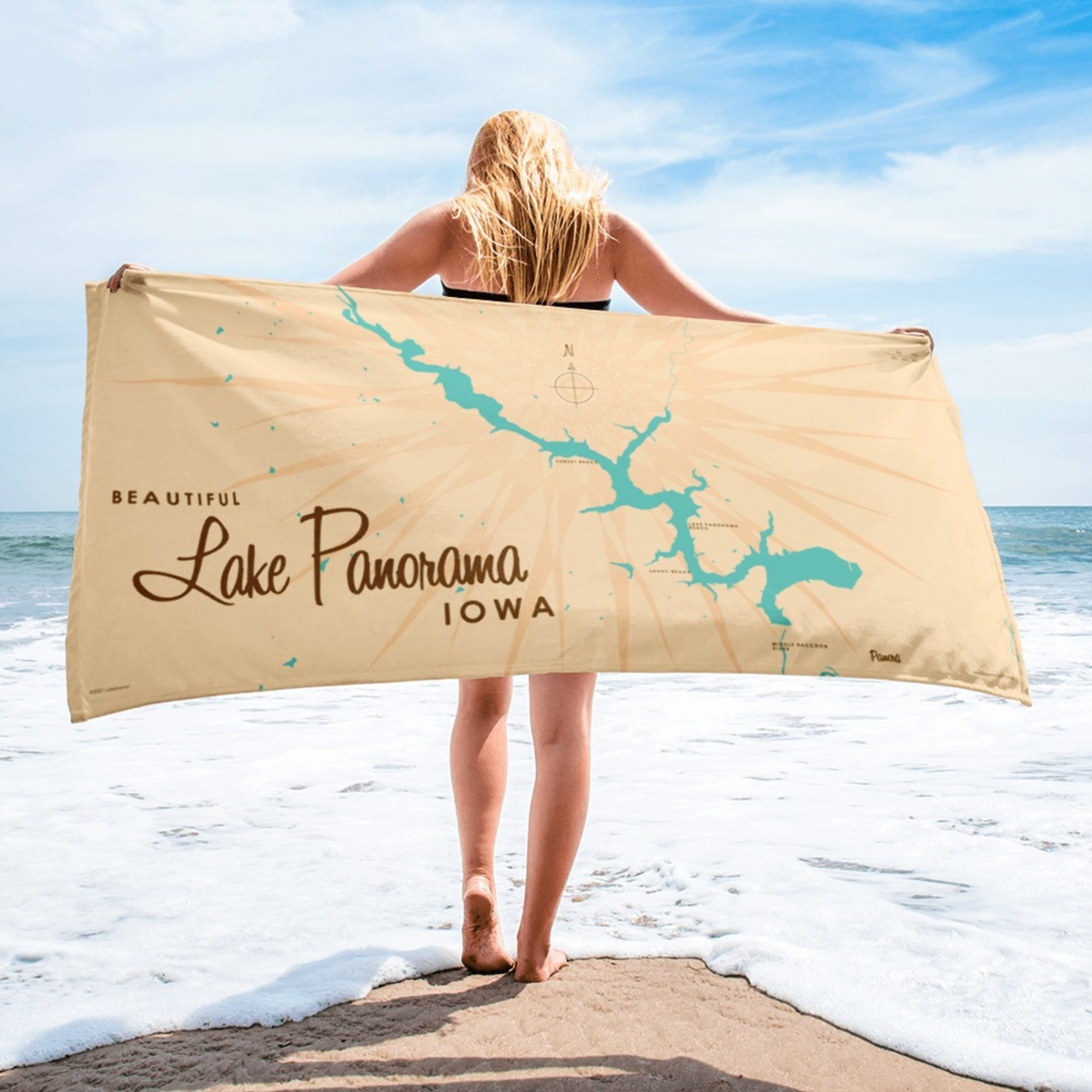 Lake Panorama Iowa Beach Towel