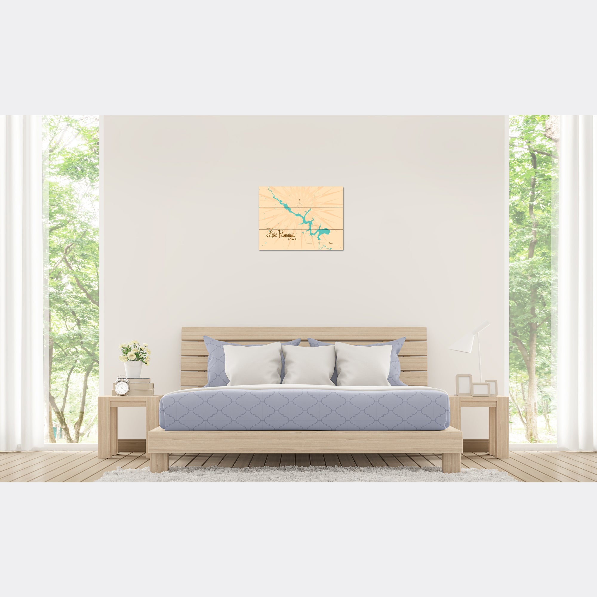 Lake Panorama Iowa, Wood Sign Map Art