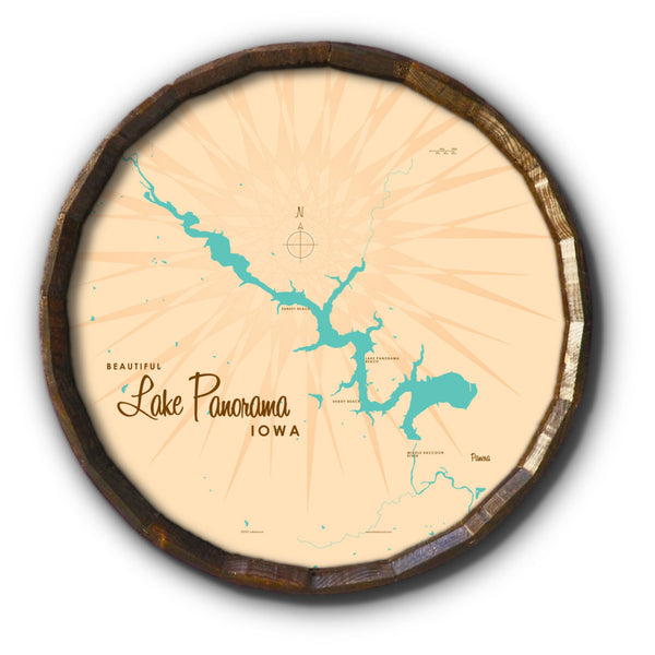Lake Panorama Iowa, Barrel End Map Art