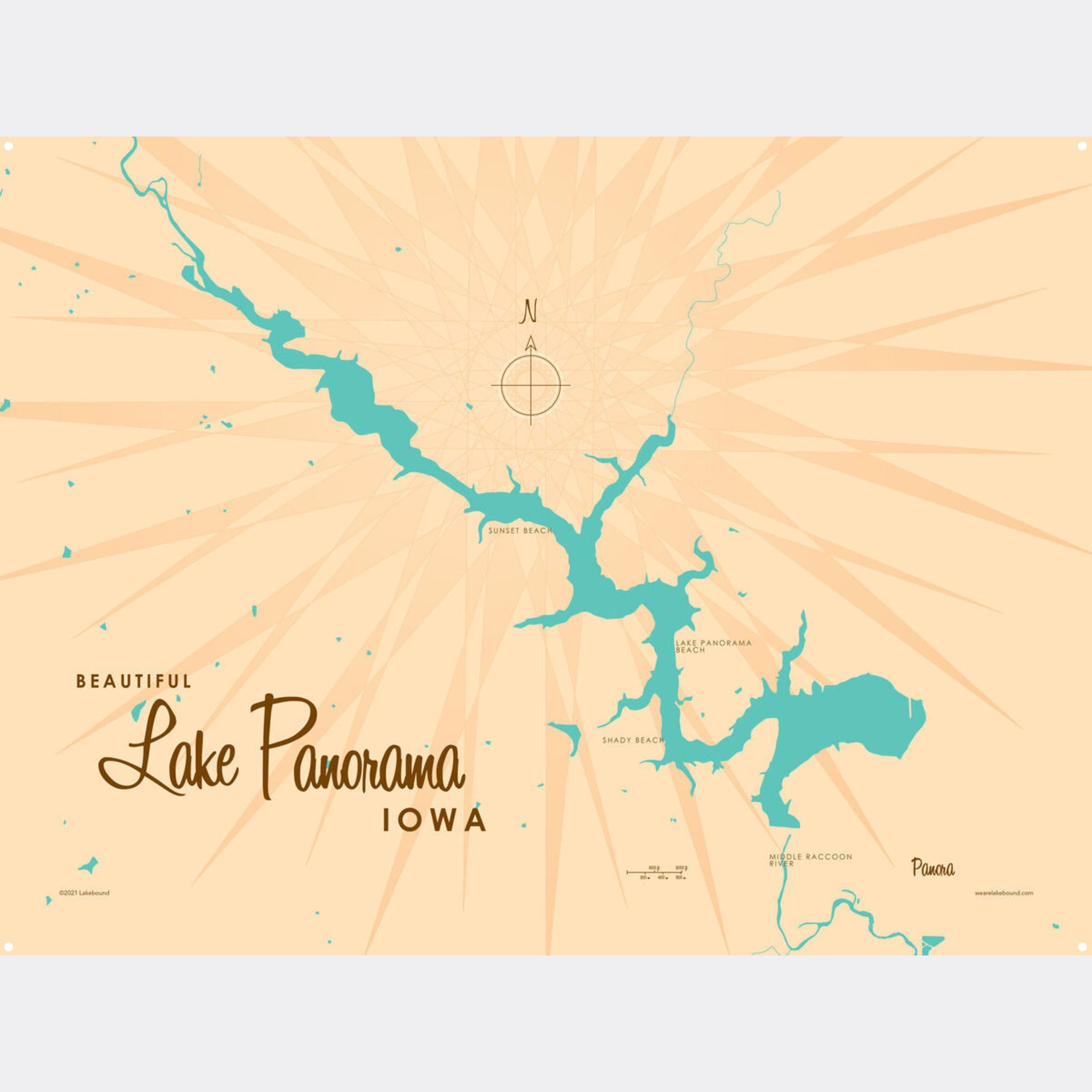 Lake Panorama Iowa, Metal Sign Map Art
