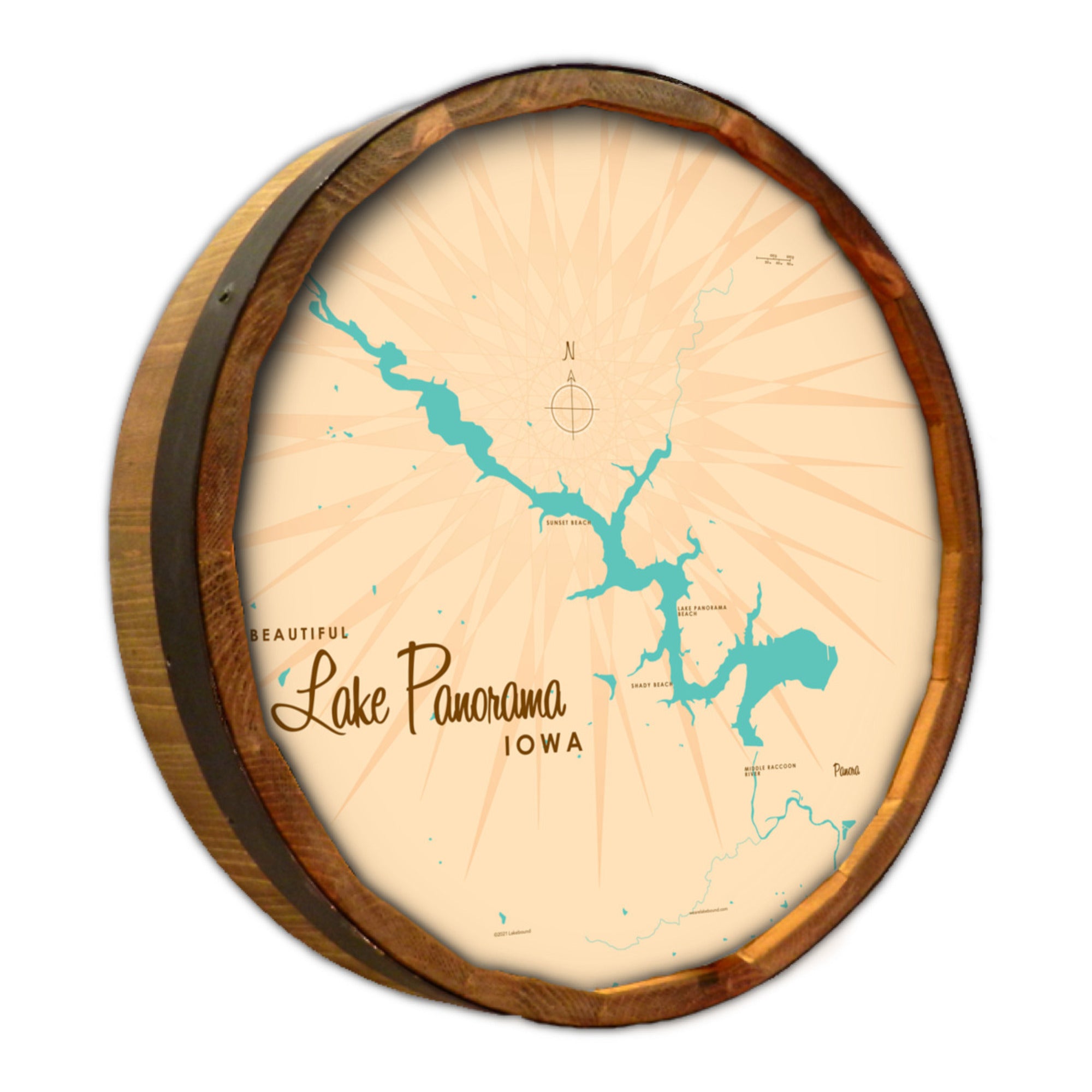 Lake Panorama Iowa, Barrel End Map Art