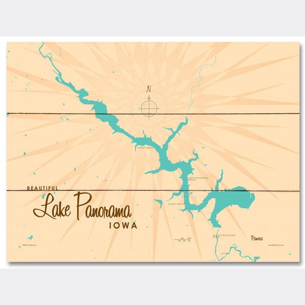 Lake Panorama Iowa, Wood Sign Map Art
