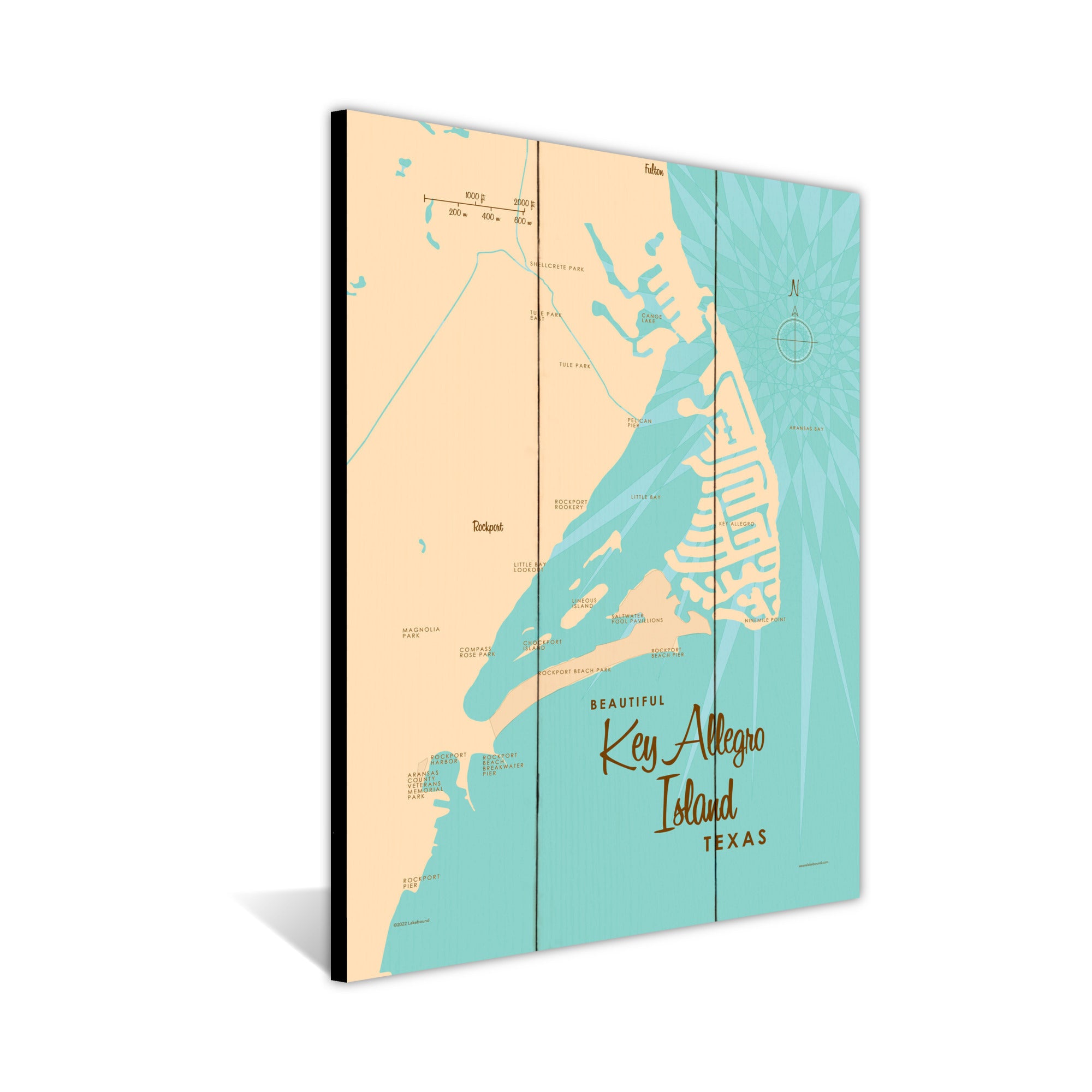 Key Allegro Island Texas, Wood Sign Map Art