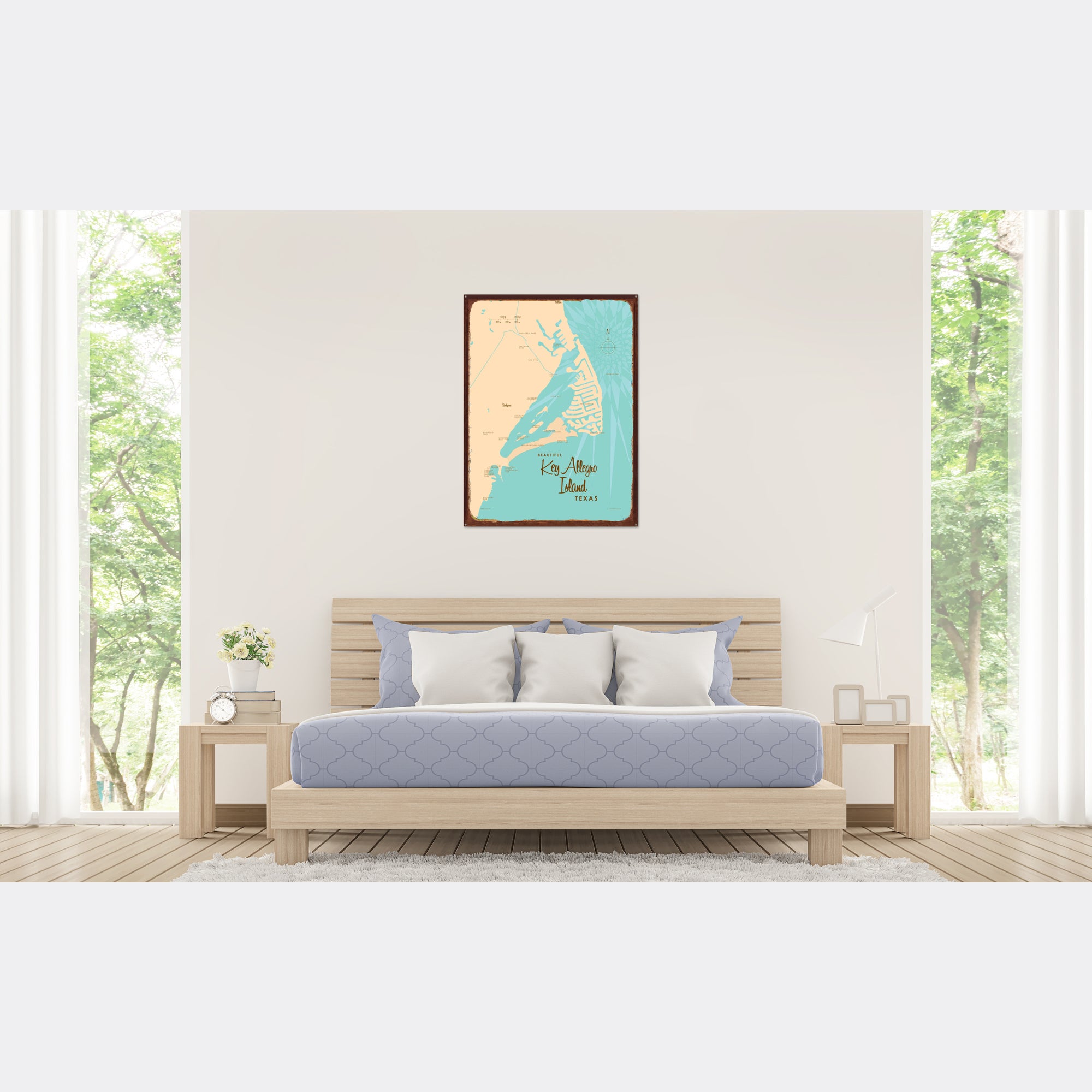 Key Allegro Island Texas, Rustic Metal Sign Map Art