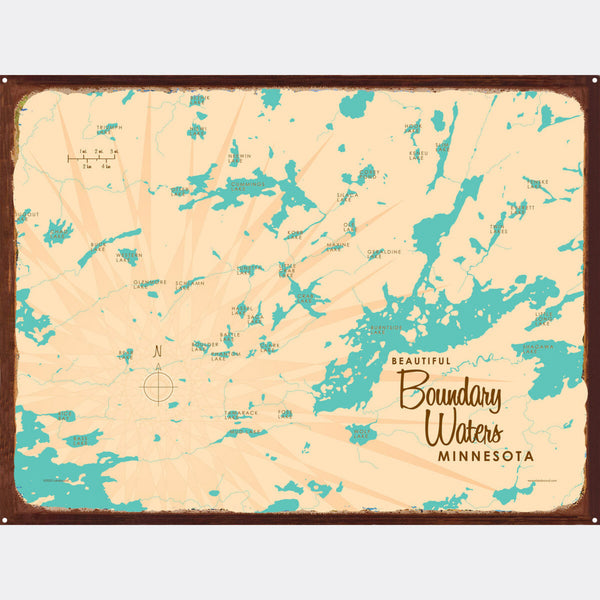 Boundary Waters Minnesota, Rustic Metal Sign Map Art