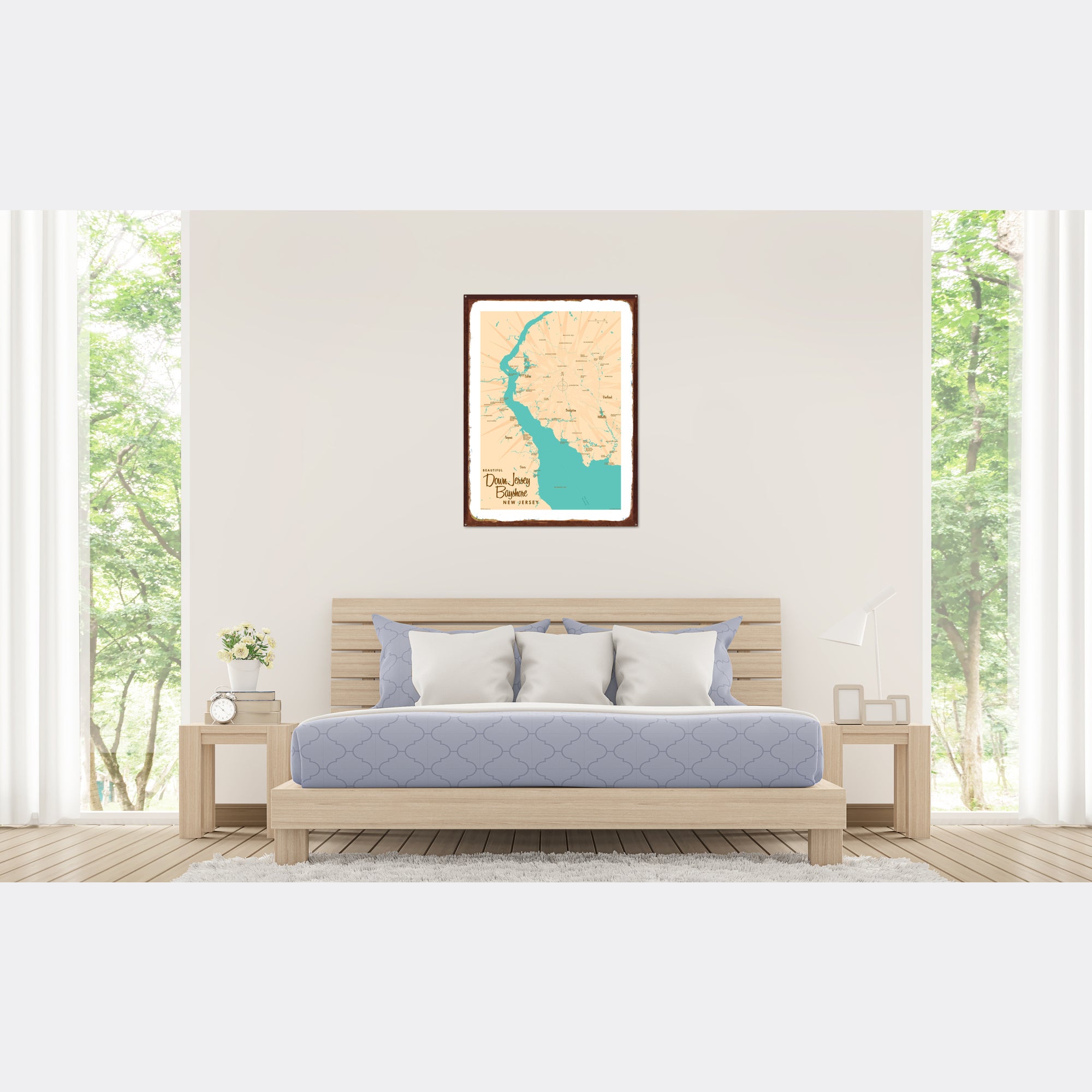 Down Jersey Bayshore New Jersey, Rustic Metal Sign Map Art