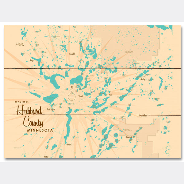 Hubbard County Minnesota, Wood Sign Map Art