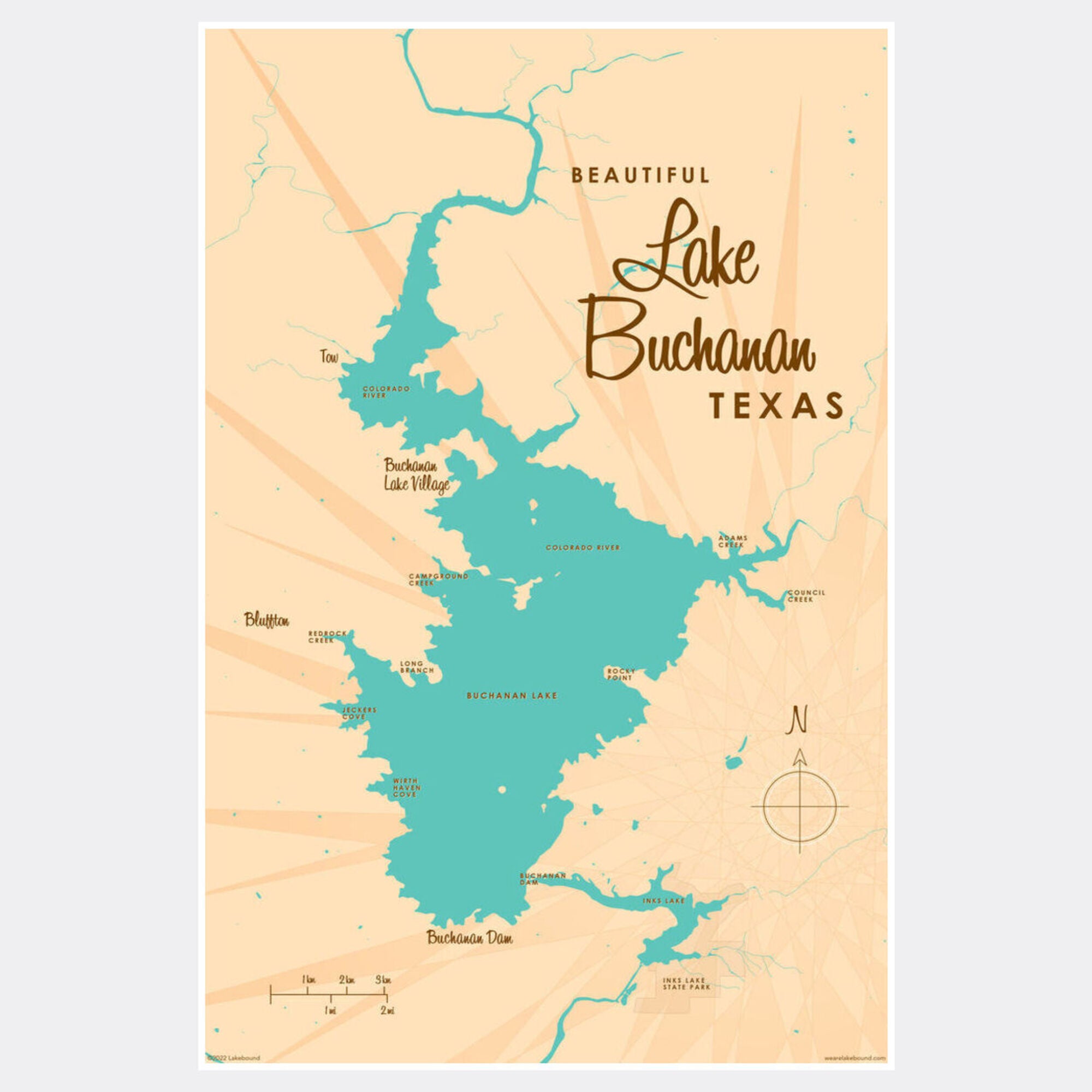 Lake Buchanan Texas, Paper Print