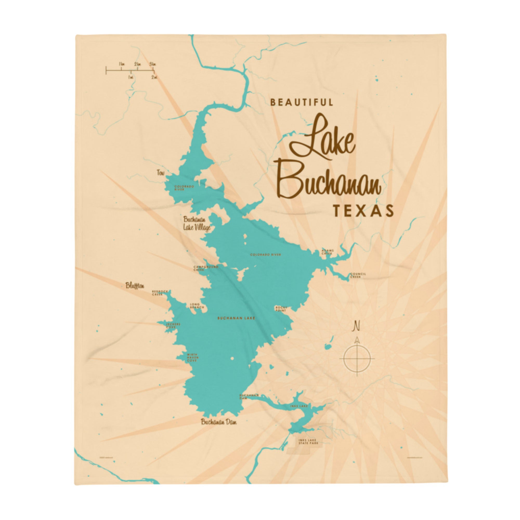 Lake Buchanan Texas Throw Blanket