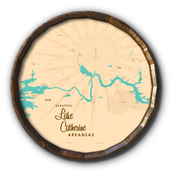 Lake Catherine Arkansas, Barrel End Map Art