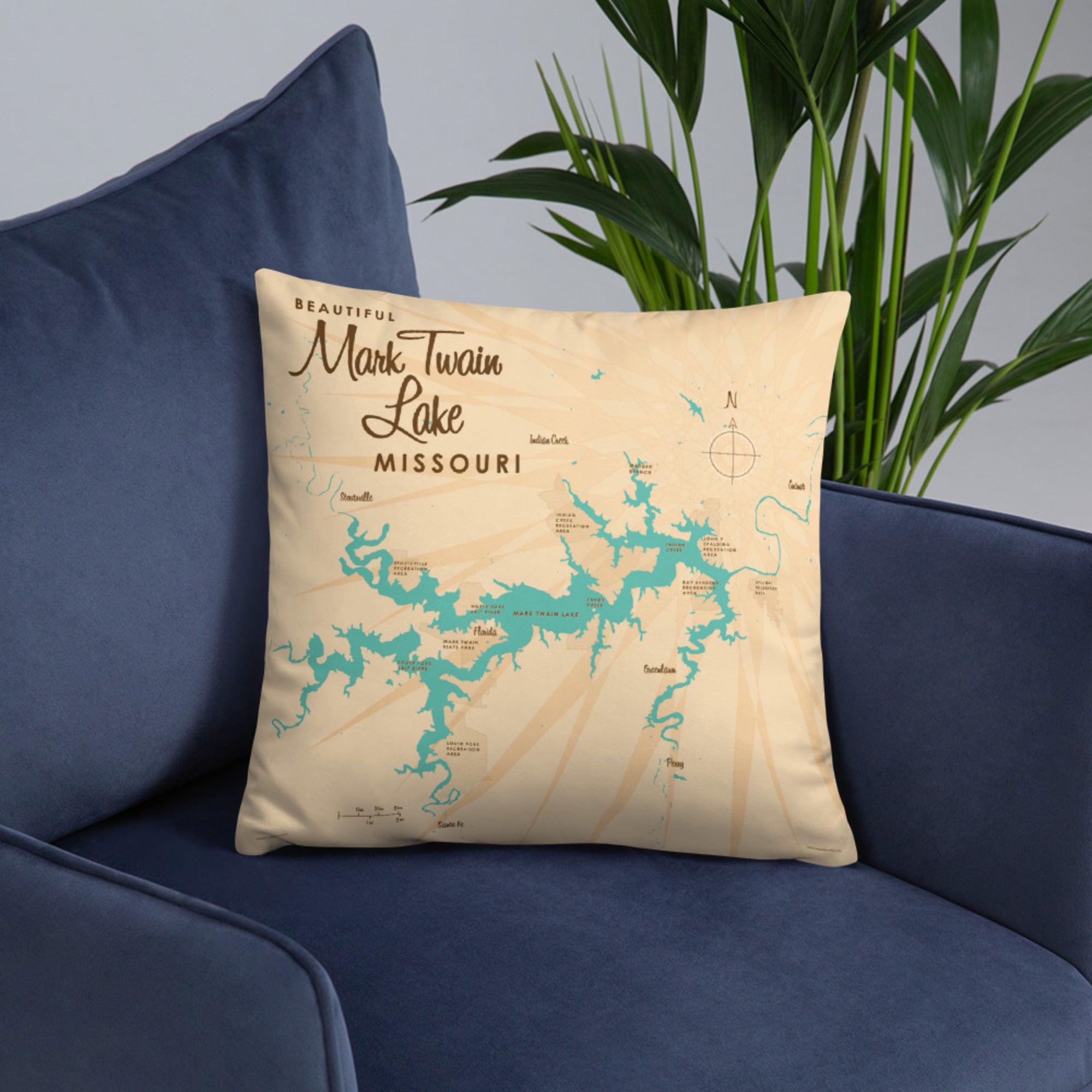 Mark Twain Lake Michigan Pillow