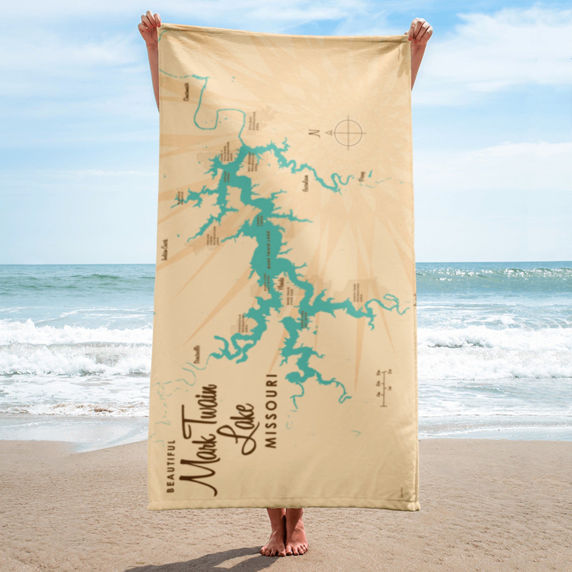 Mark Twain Lake Michigan Beach Towel