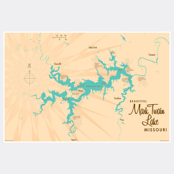 Mark Twain Lake Michigan, Paper Print