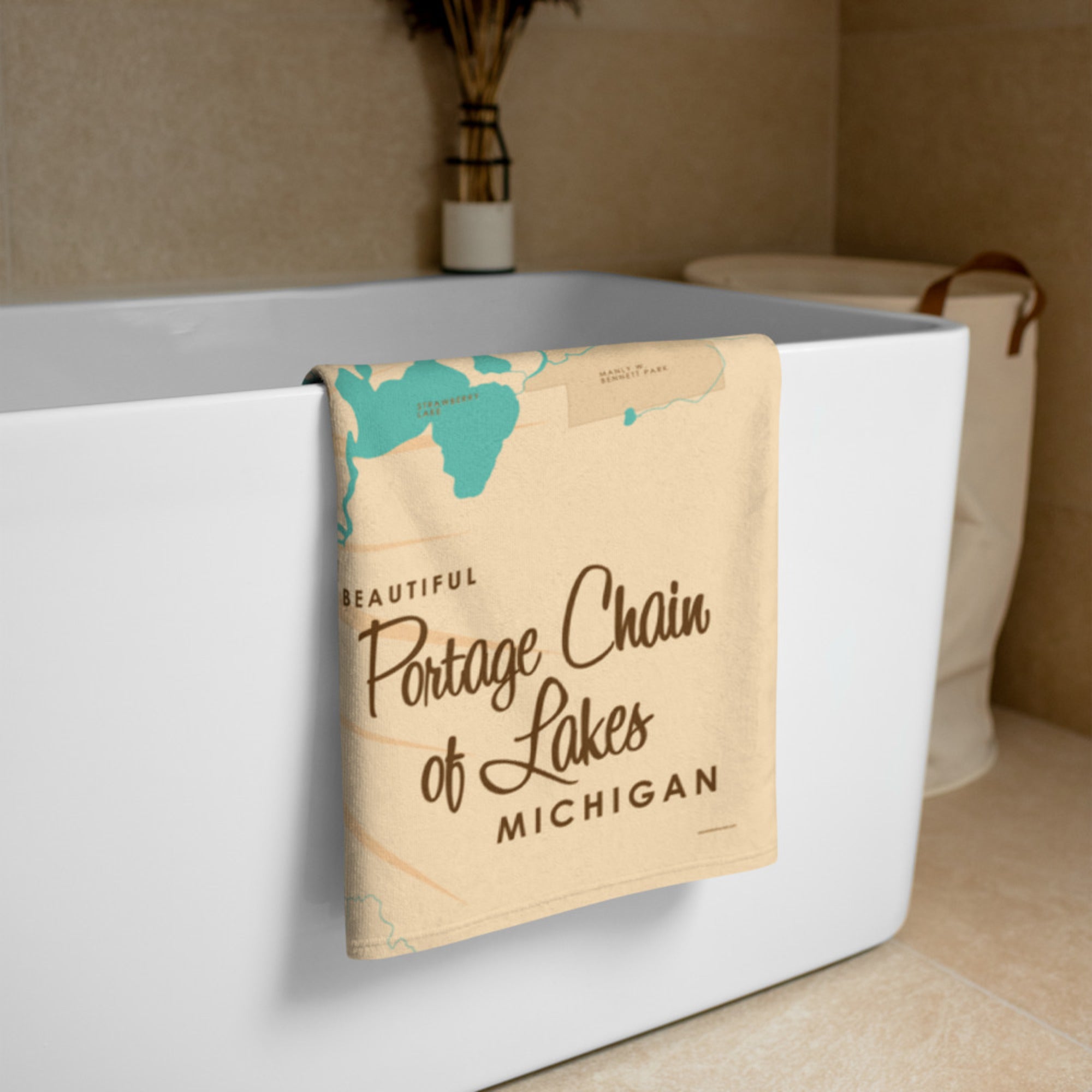 Portage Chain of Lakes Michigan Beach Towel