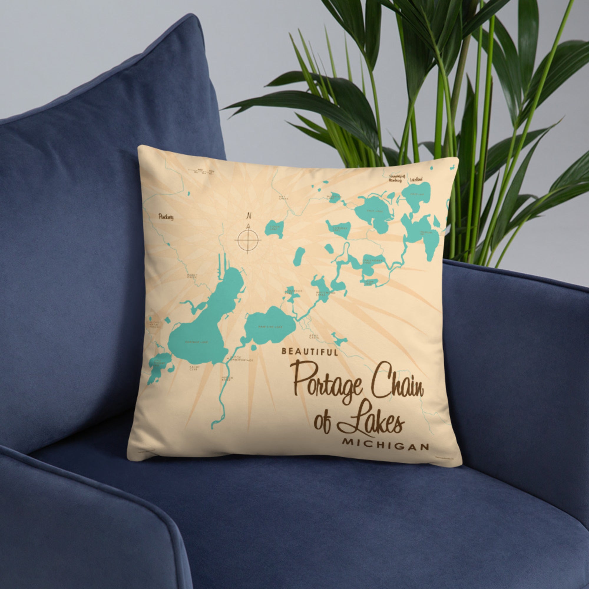 Portage Chain of Lakes Michigan Pillow