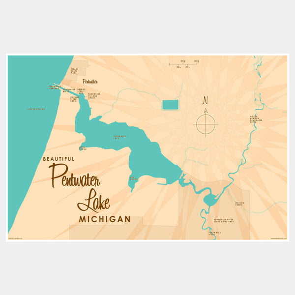 Pentwater Lake Michigan, Paper Print