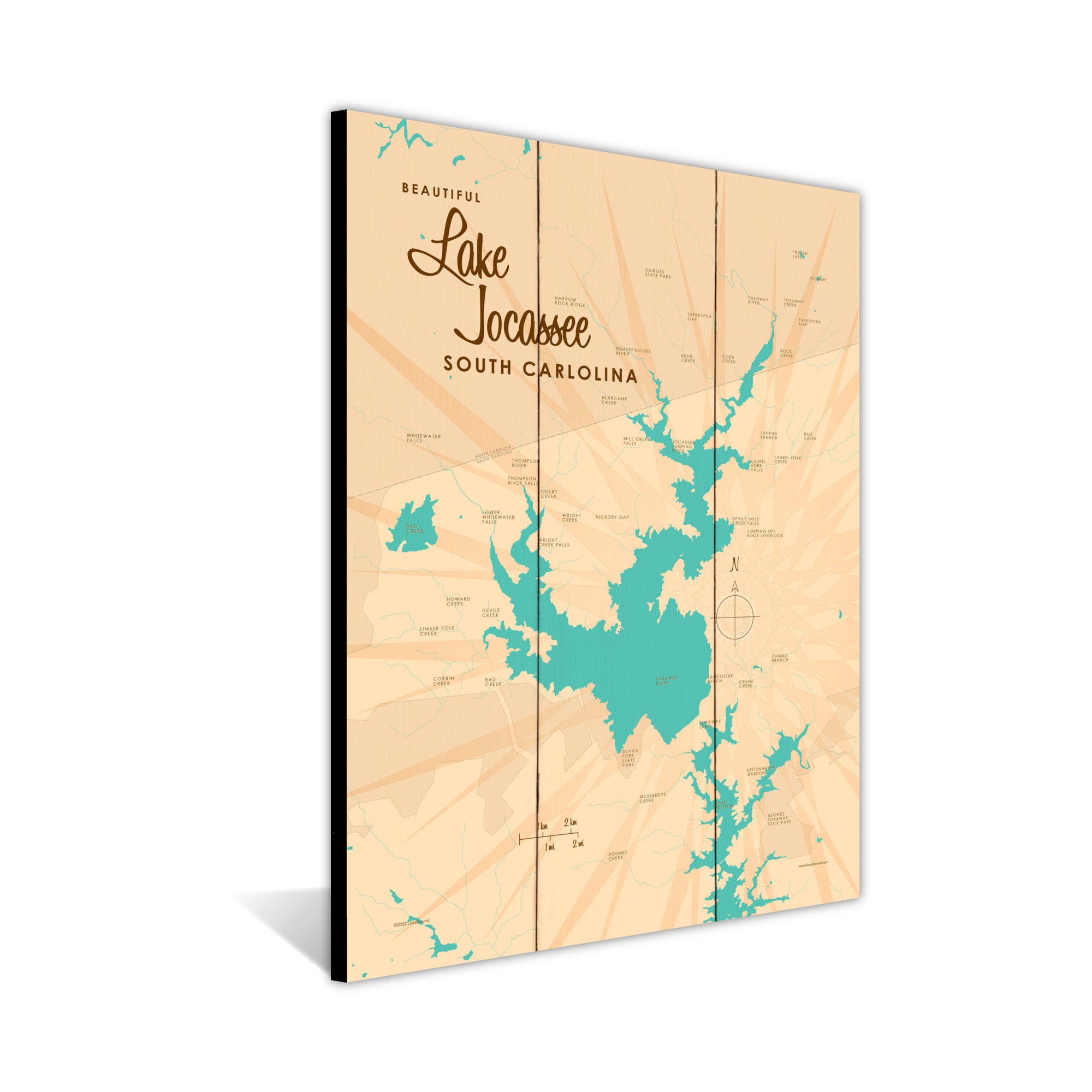 Lake Jocassee South Carolina, Wood Sign Map Art