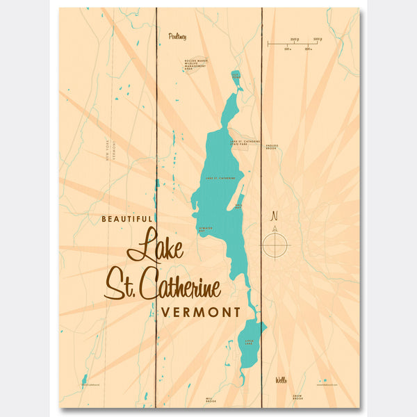 Lake St Catherine Vermont, Wood Sign Map Art