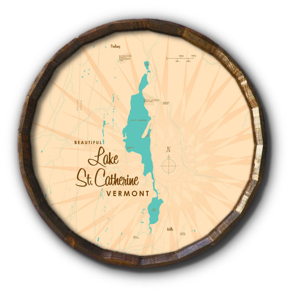 Lake St Catherine Vermont, Barrel End Map Art