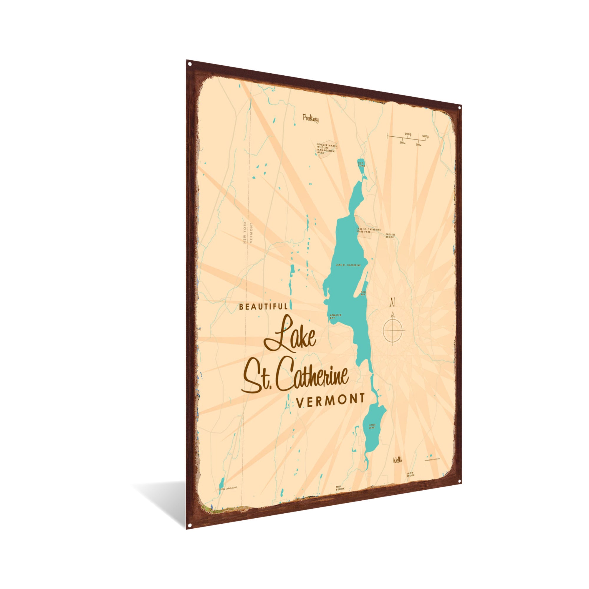 Lake St Catherine Vermont, Rustic Metal Sign Map Art