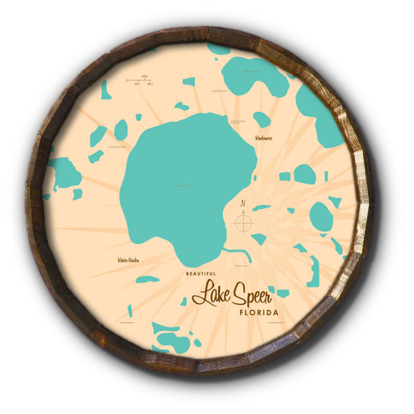 Lake Speer Florida, Barrel End Map Art