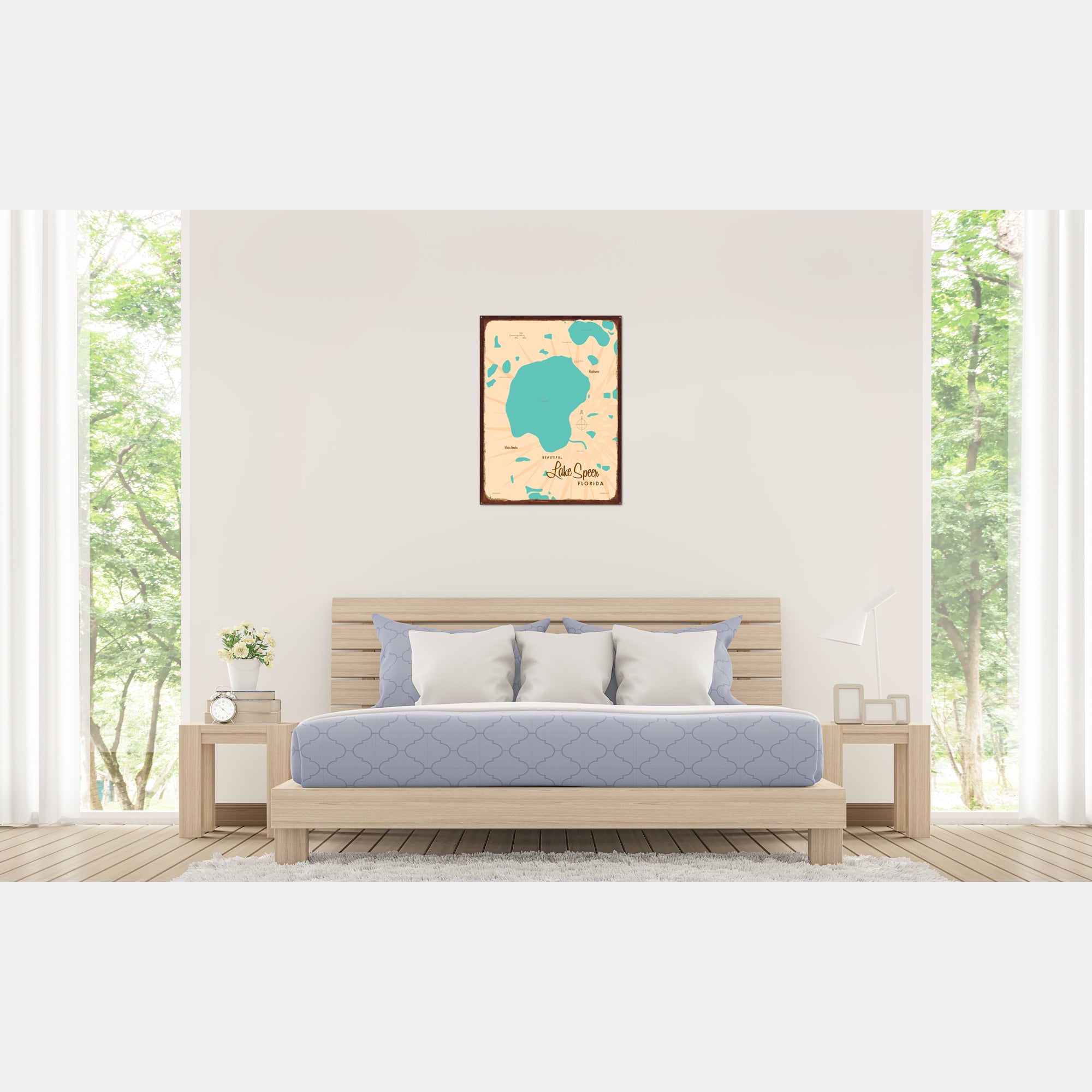 Lake Speer Florida, Rustic Metal Sign Map Art