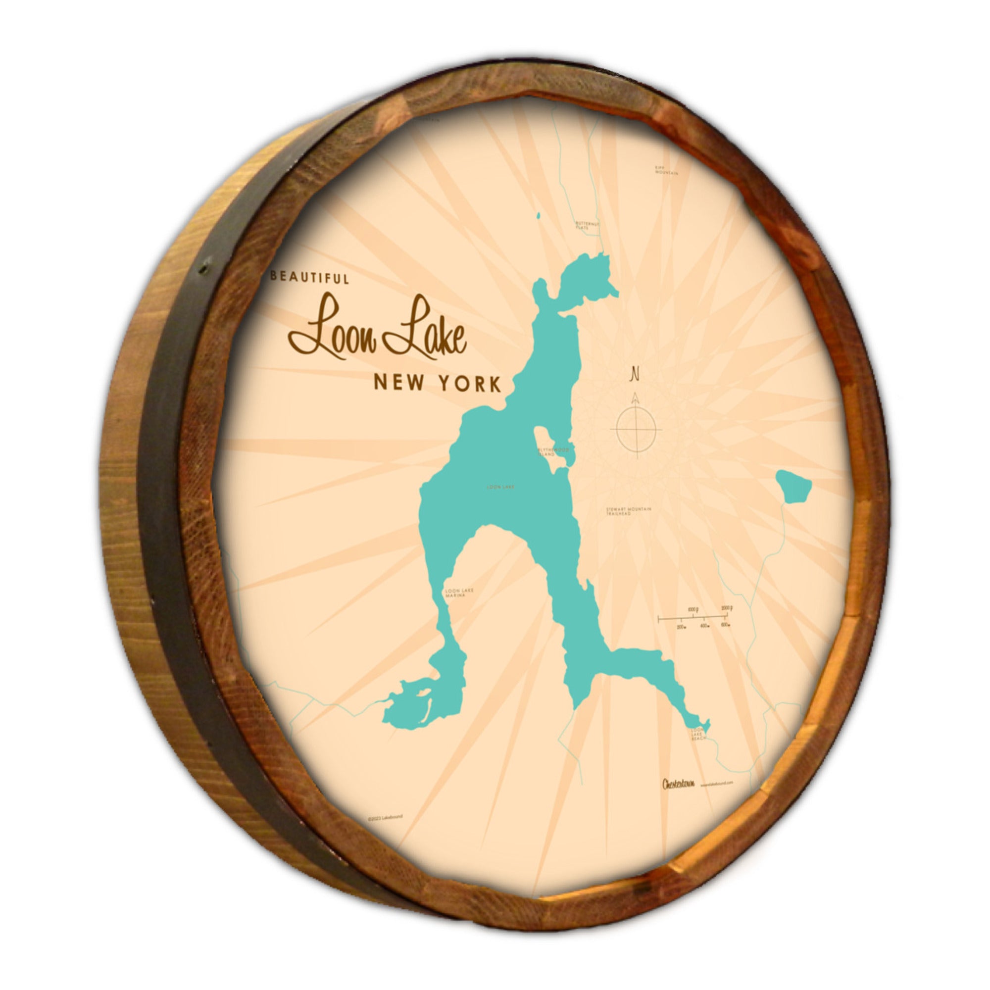 Loon Lake Chester New York, Barrel End Map Art