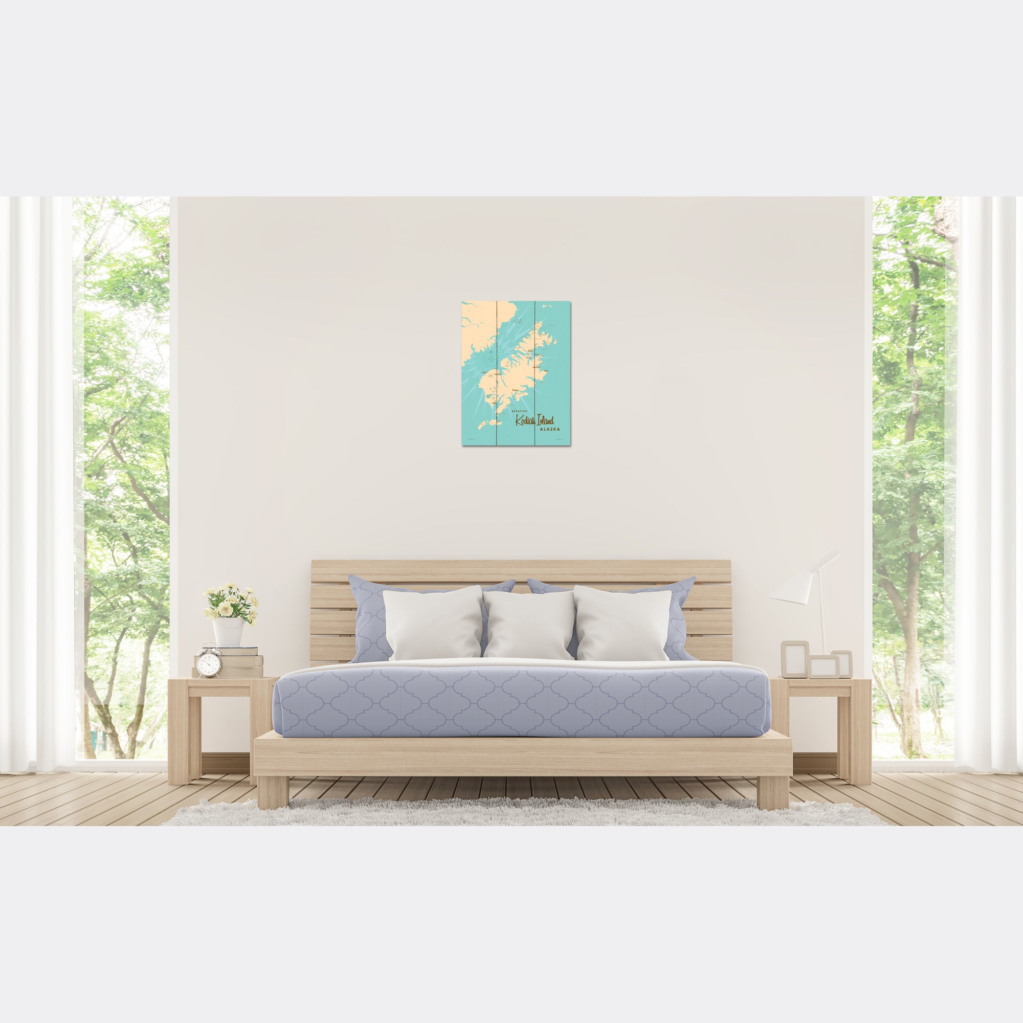 Kodiak Island Alaska, Wood Sign Map Art