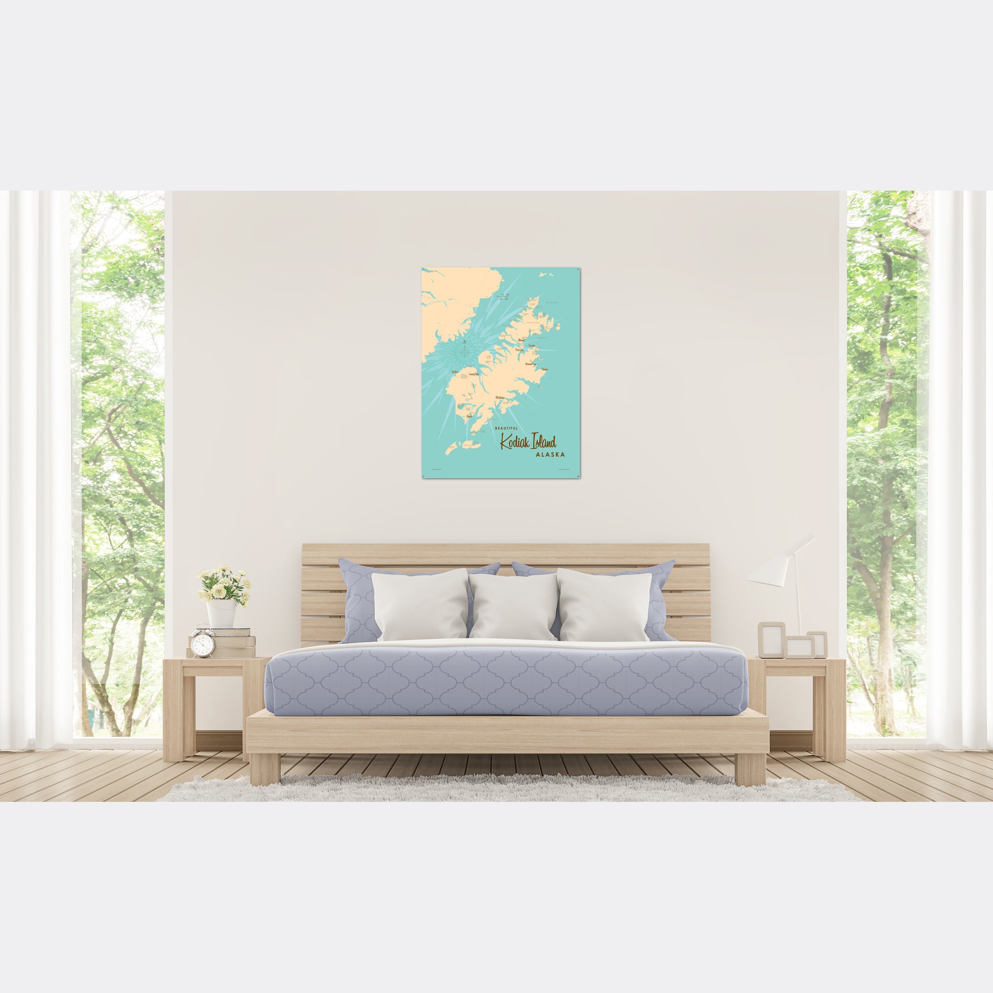 Kodiak Island Alaska, Metal Sign Map Art