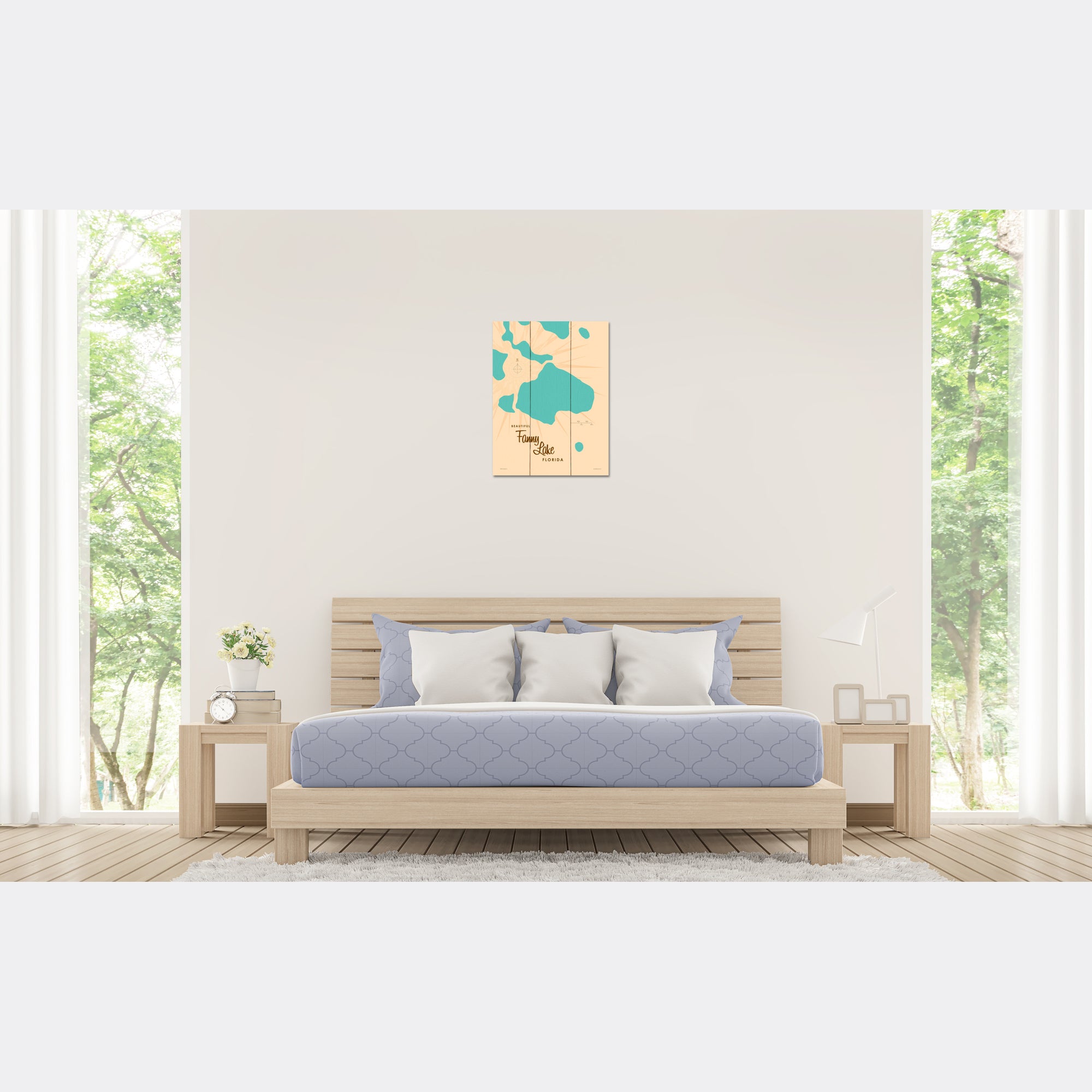 Lake Fanny Florida, Wood Sign Map Art