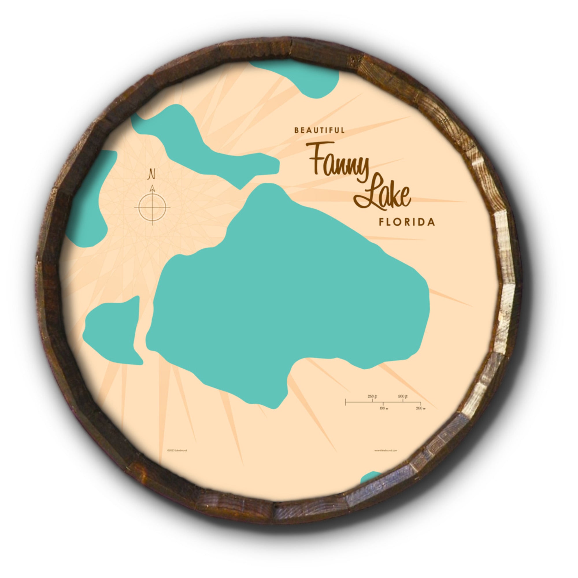 Lake Fanny Florida, Barrel End Map Art