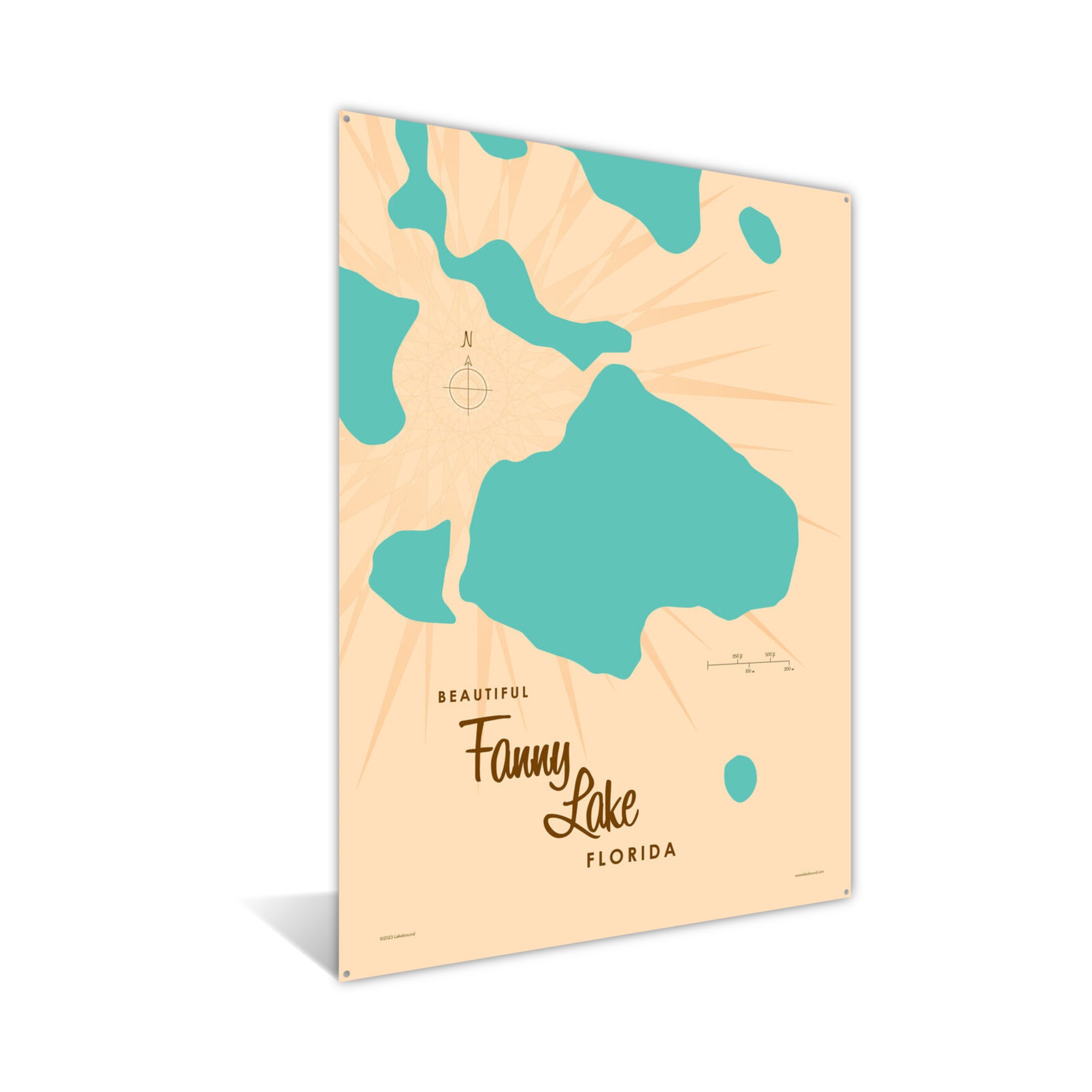 Lake Fanny Florida, Metal Sign Map Art