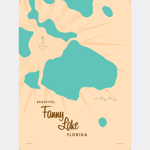Lake Fanny Florida, Metal Sign Map Art