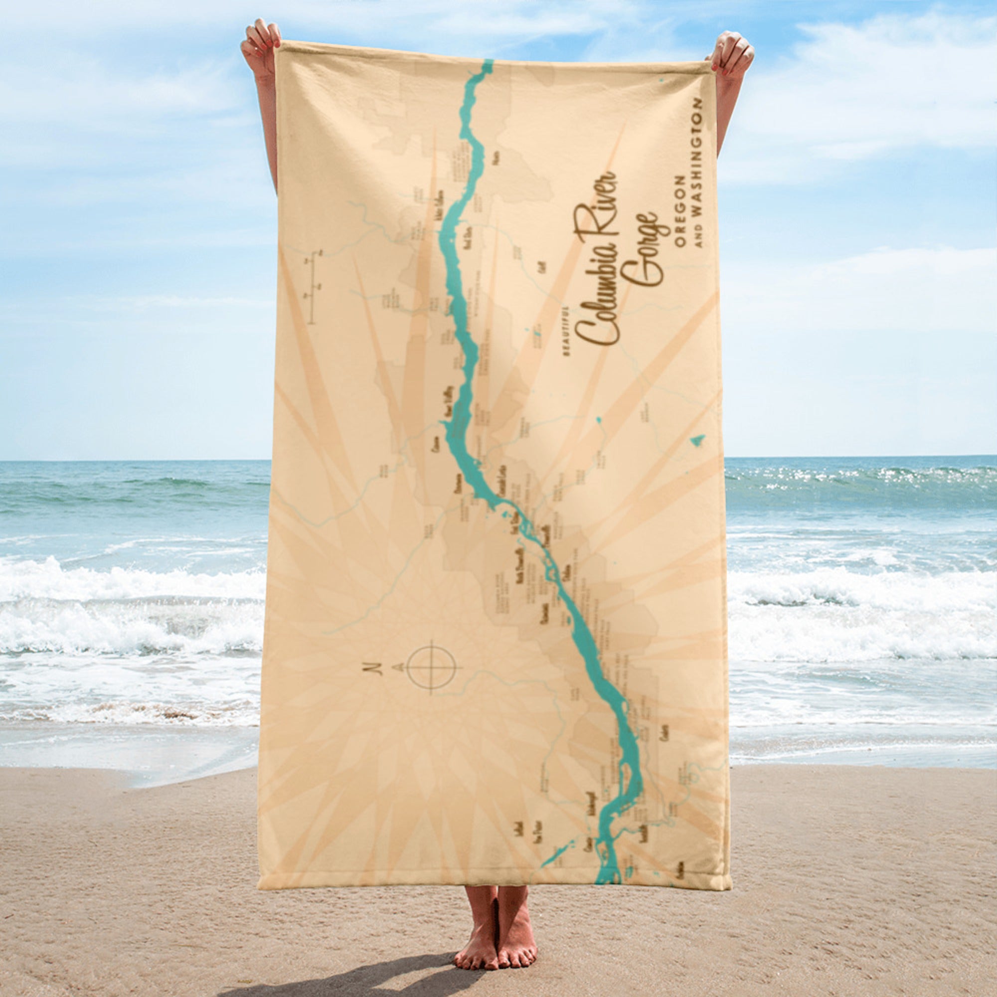 Columbia River Gorge OR Washington Beach Towel