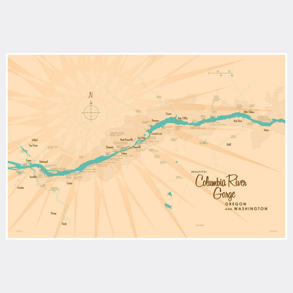 Columbia River Gorge OR Washington, Paper Print