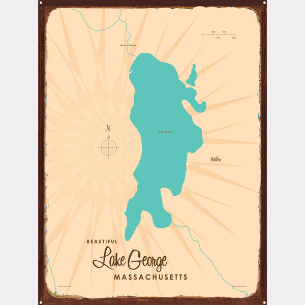 Lake George Minnesota, Rustic Metal Sign Map Art