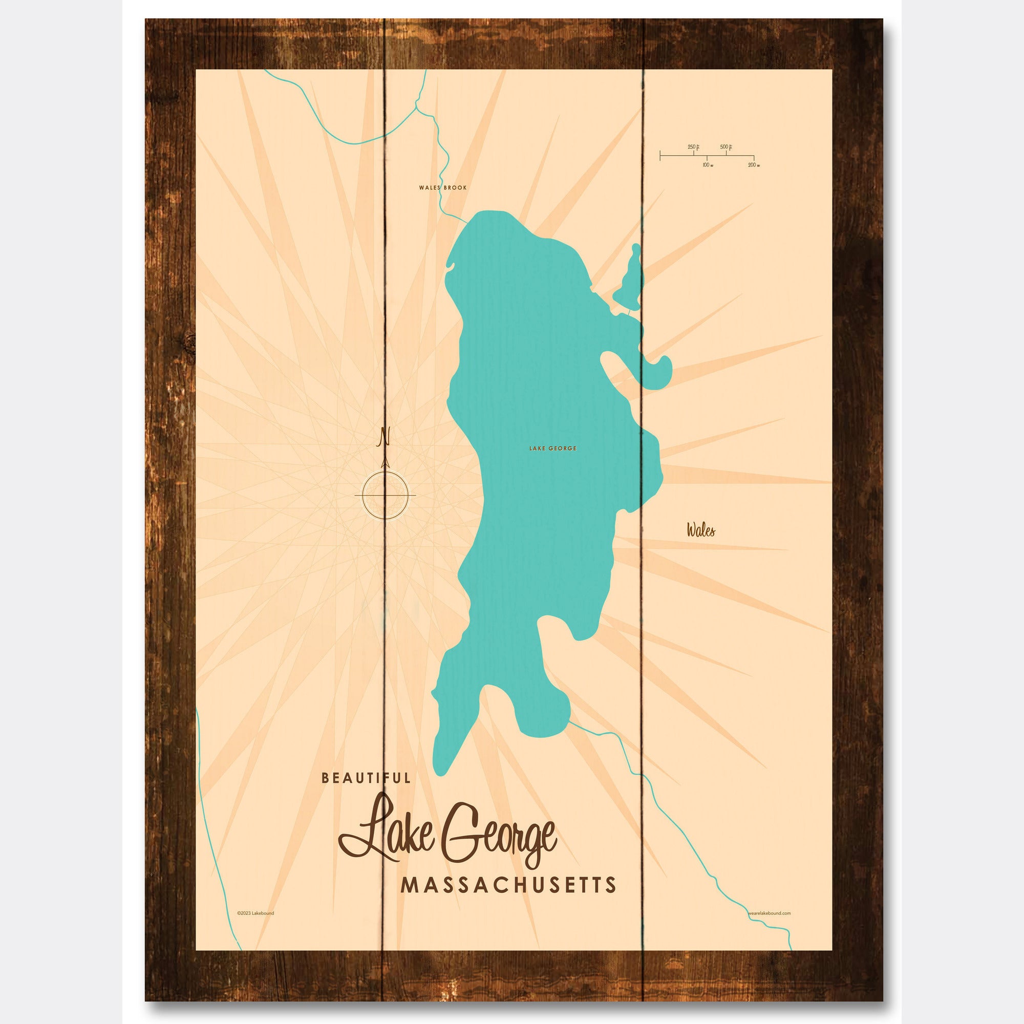 Lake George Minnesota, Rustic Wood Sign Map Art
