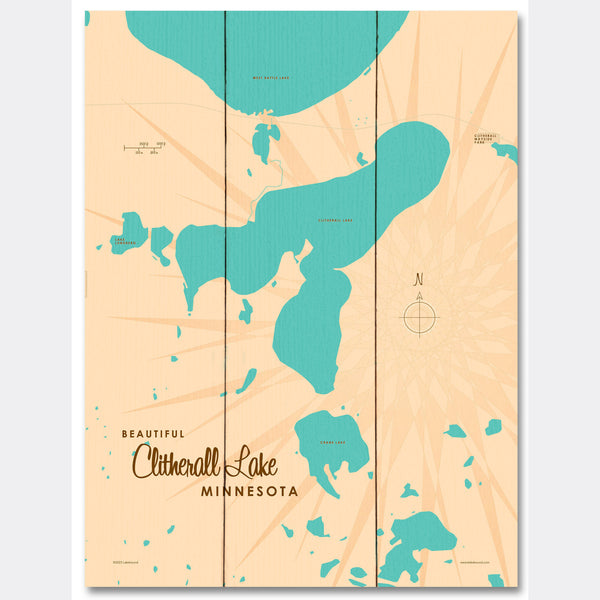 Clitherall Lake Minnesota, Wood Sign Map Art
