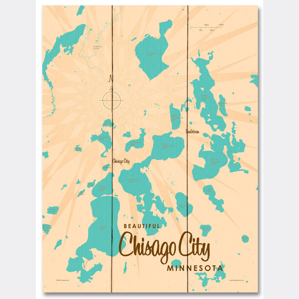 Chisago Lake Minnesota, Wood Sign Map Art