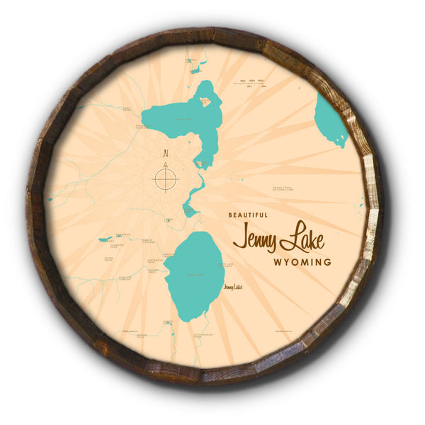 Jenny Lake Wyoming, Barrel End Map Art