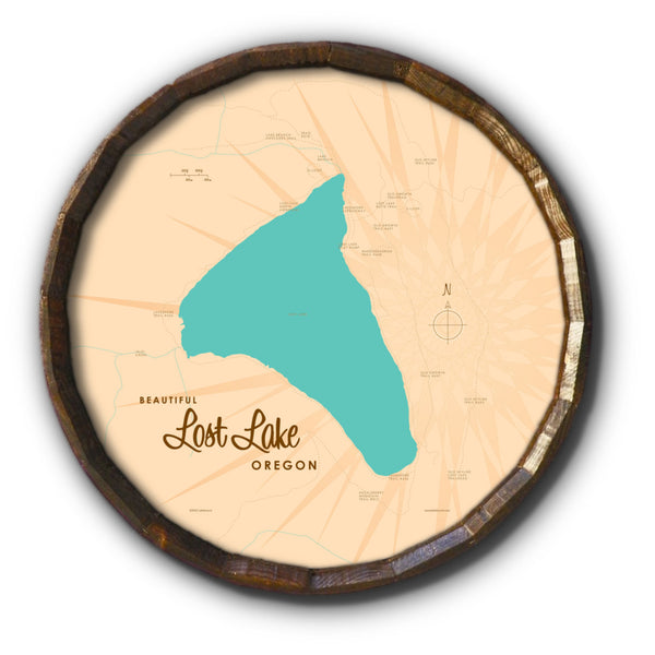 Lost Lake Oregon, Barrel End Map Art