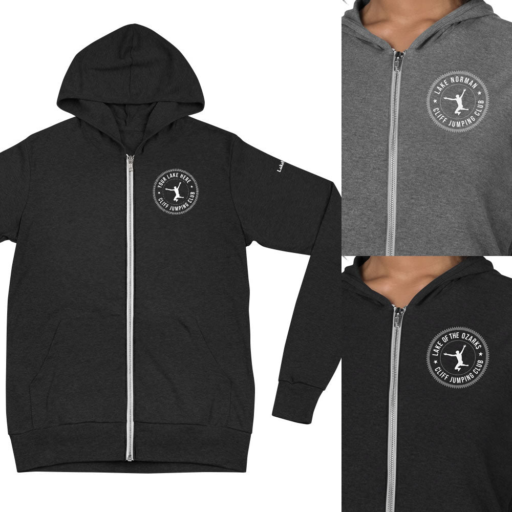 Personalized Cliff Jumping Lightweight Hoodie (Your Lake Here!)