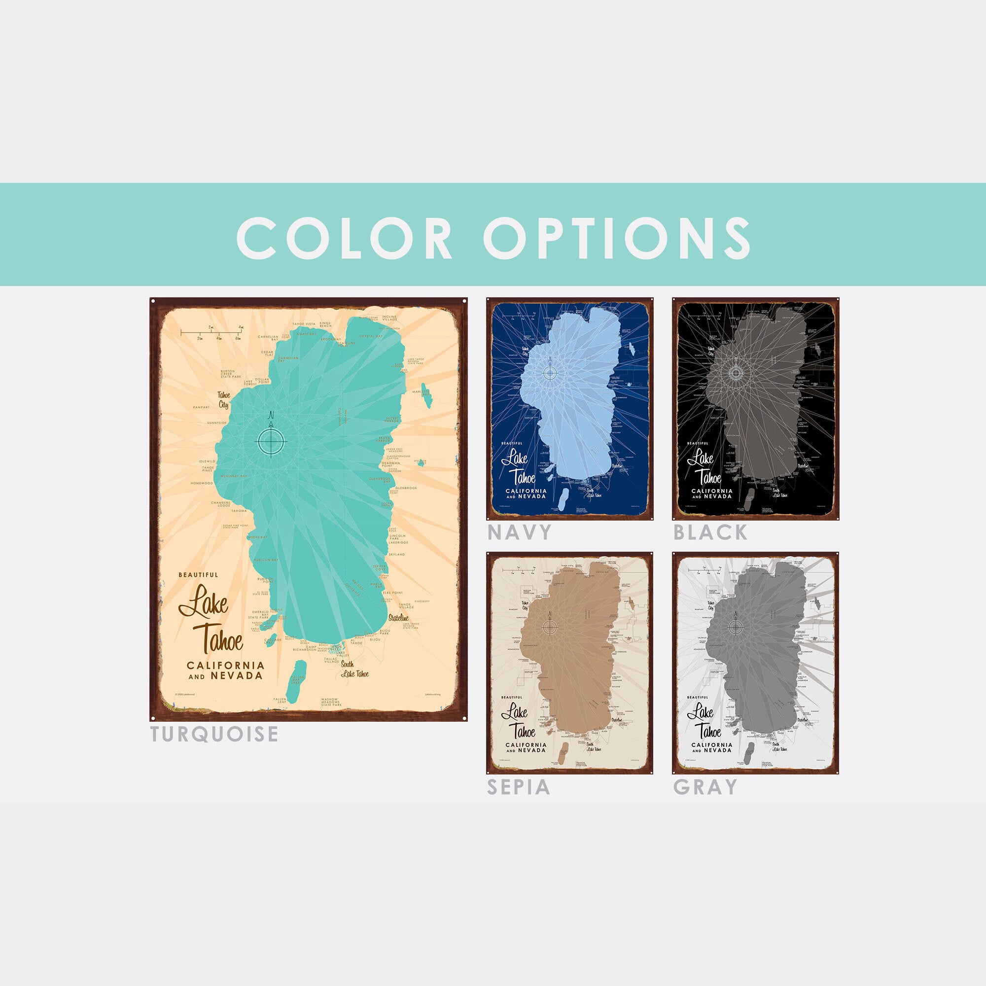 Payette Lake Idaho, Rustic Metal Sign Map Art