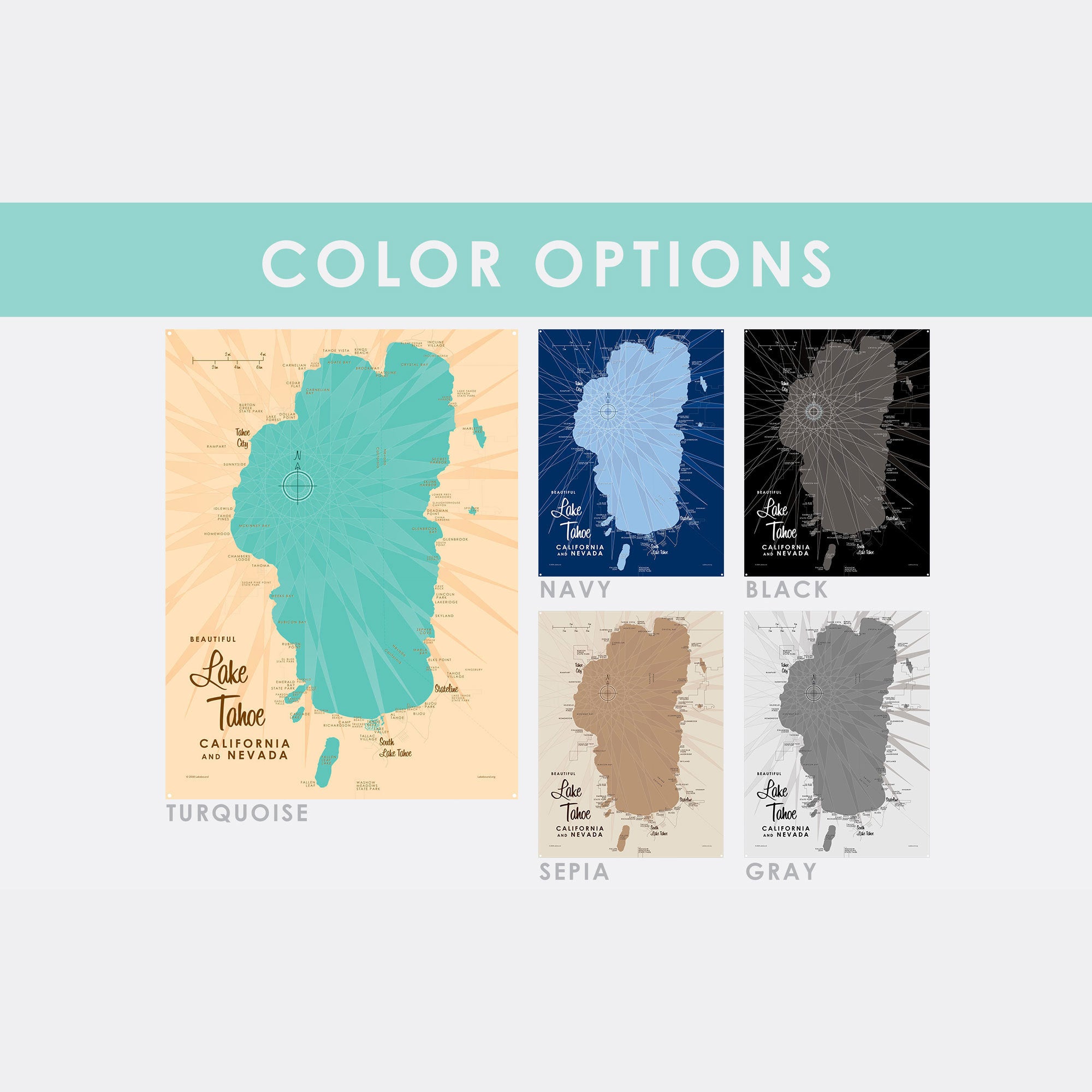 Summit Lake Washington, Wood-Mounted Metal Sign Map Art