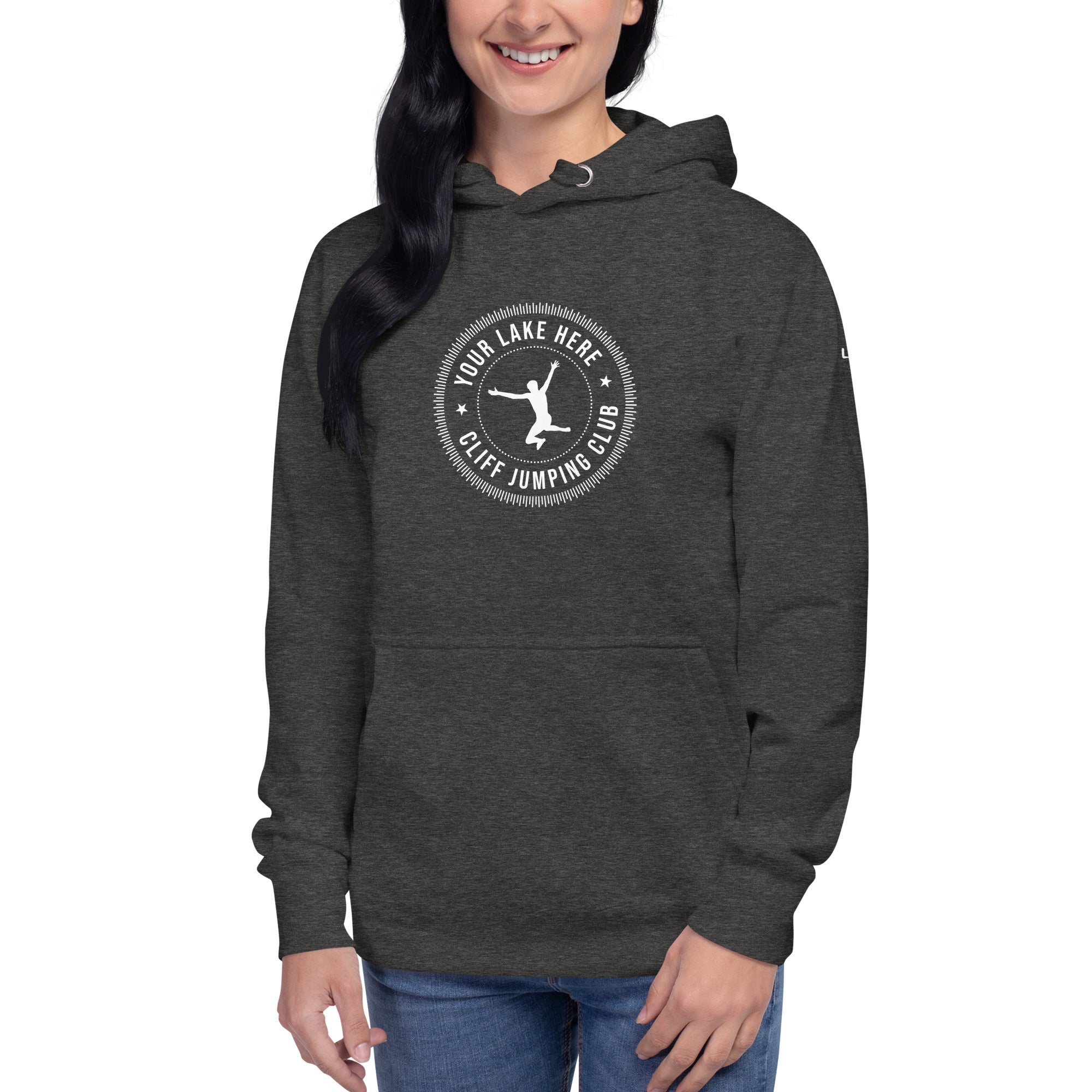 Personalized Cliff Jumping Hoodie (Your Lake Here!)