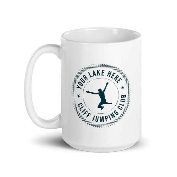 Personalized Cliff Jumping Coffee Mug (Your Lake Here!)
